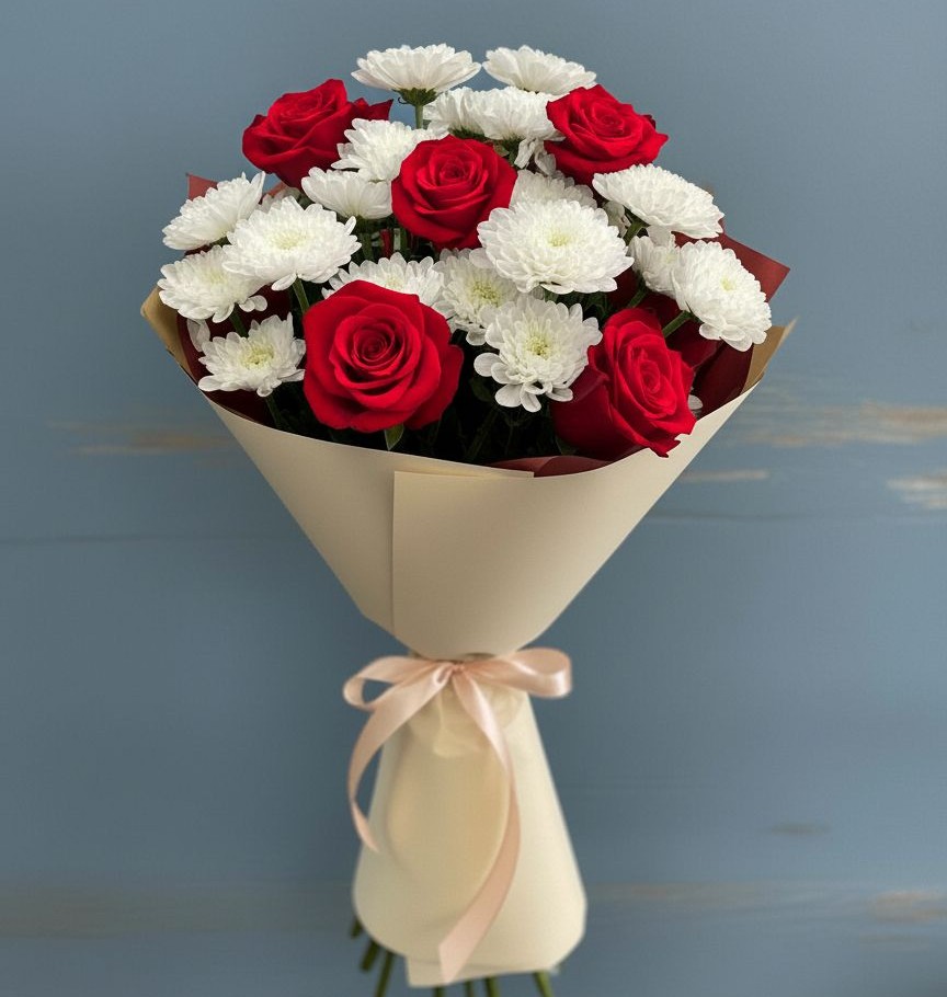 Букет цветов из: Розы и Хризантемы в Стерлибашево