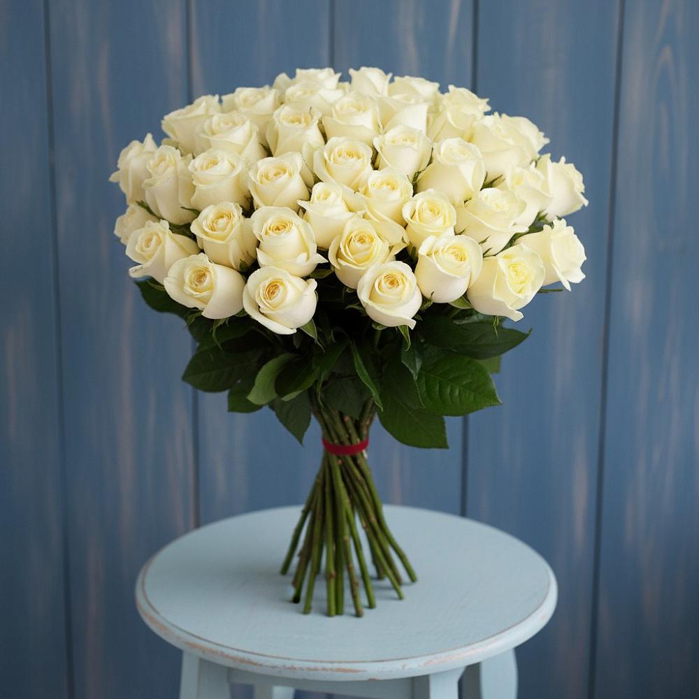 Букет 51 Белая роза Эдлесс Лав в Стерлибашево