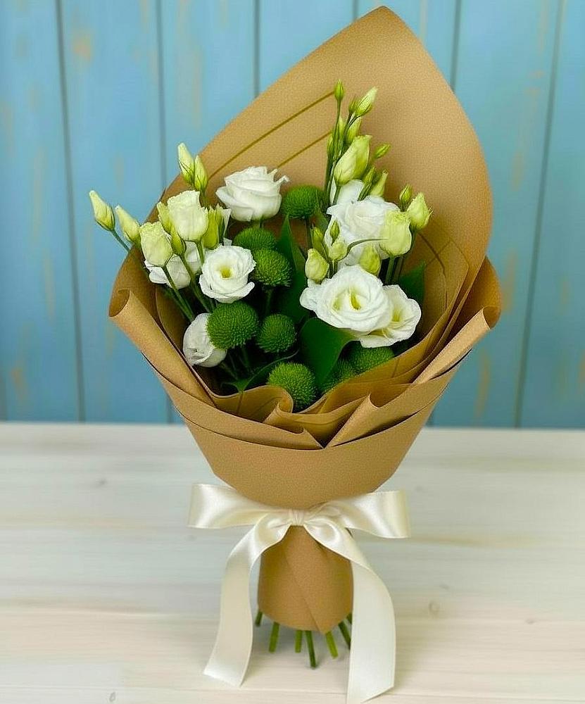 Букет цветов из: Хризантемы и Лизиантусы в Стерлибашево