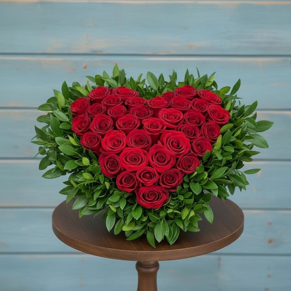 Цветочная композиция из Розы в виде сердца в Стерлибашево