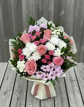 Букет цветов из:  Альстромерии, Гвоздики, Розы и Хризантемы в Стерлибашево