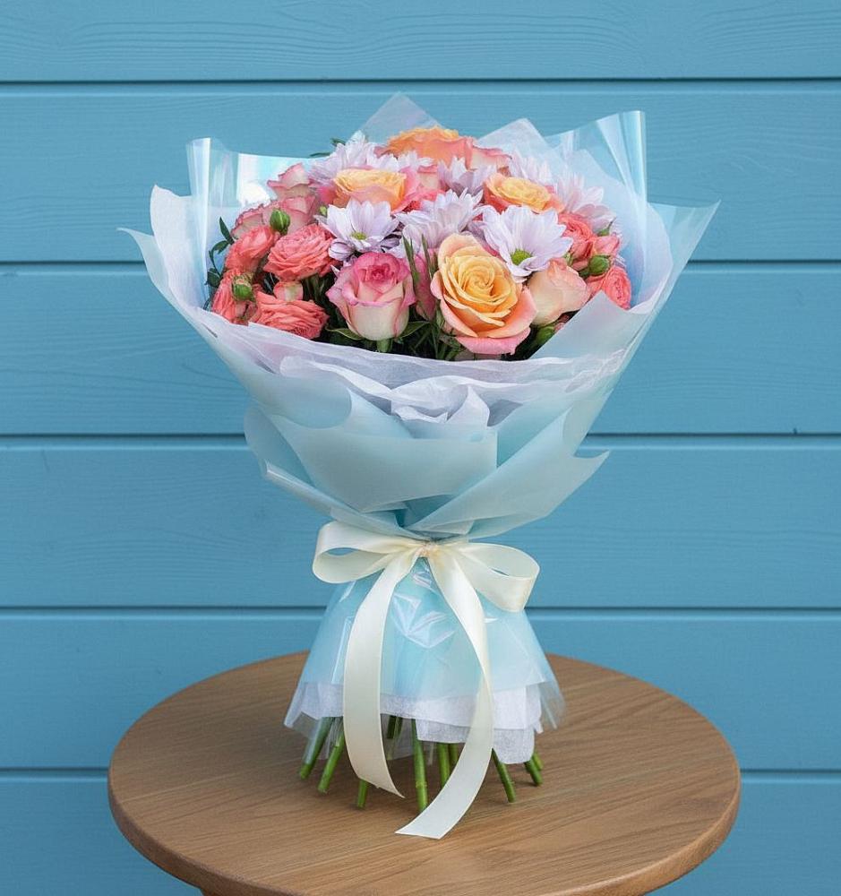 Букет цветов из: Хризантемы и Розы в Стерлибашево