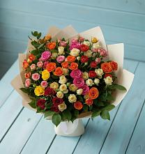 Букет Микс из разноцветных кустовых роз в Стерлибашево