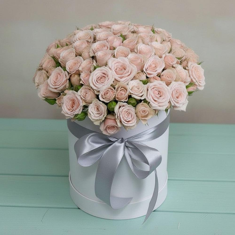 Цветочная композиция из Розы в шляпной коробке в Стерлибашево